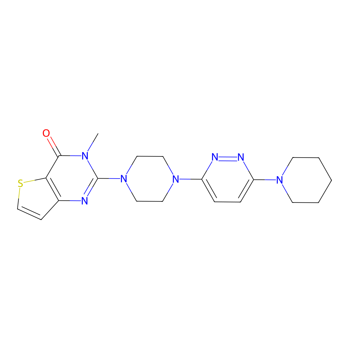 3-methyl-2-{4-[6-(piperidin-1-yl)pyridazin-3-yl]piperazin-1-yl}-3H,4H-thieno[3,2-d]pyrimidin-4-one molecular structure, CAS 3054591-65-7