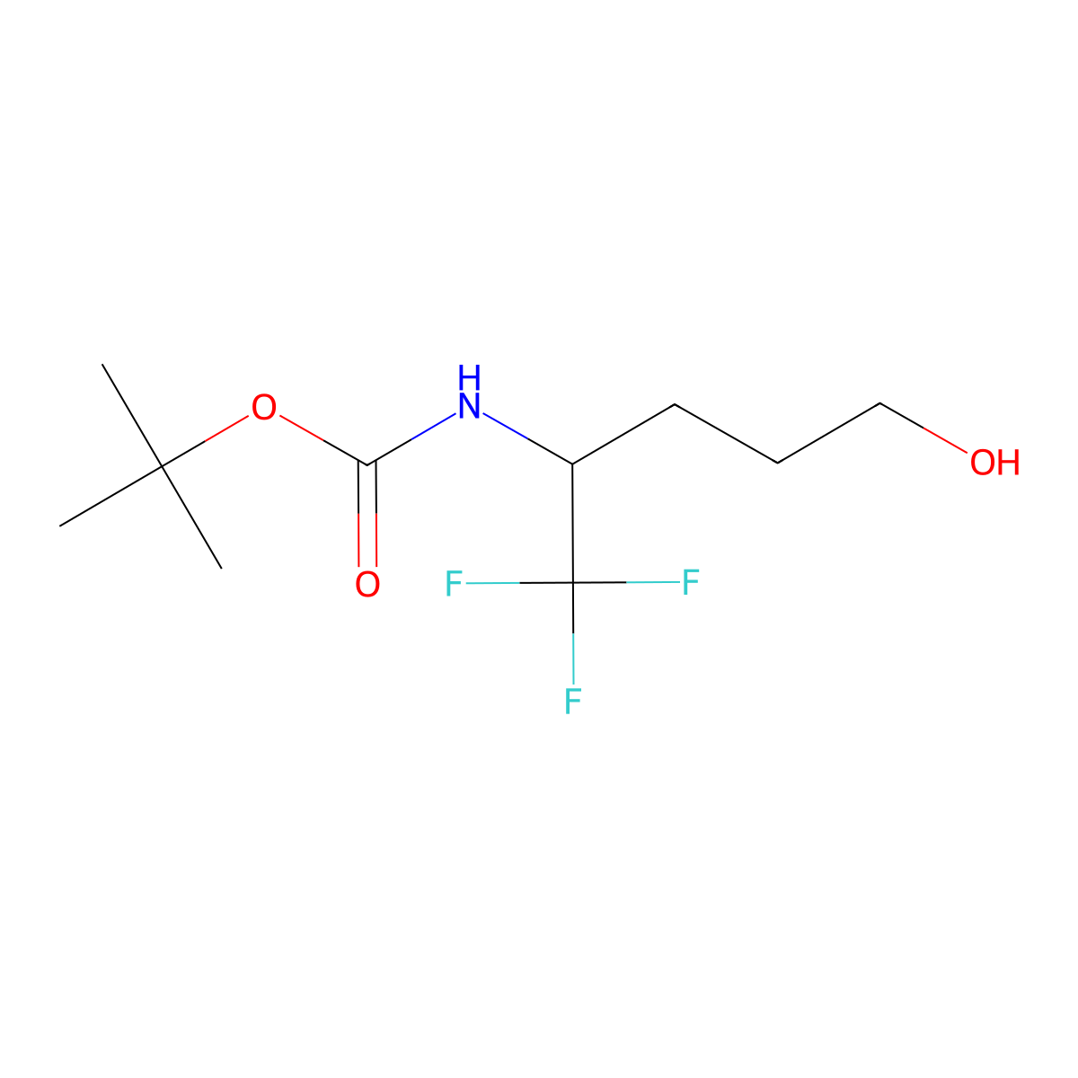tert-butyl N-(1,1,1-trifluoro-5-hydroxypentan-2-yl)carbamate molecular structure, CAS 3054591-68-0