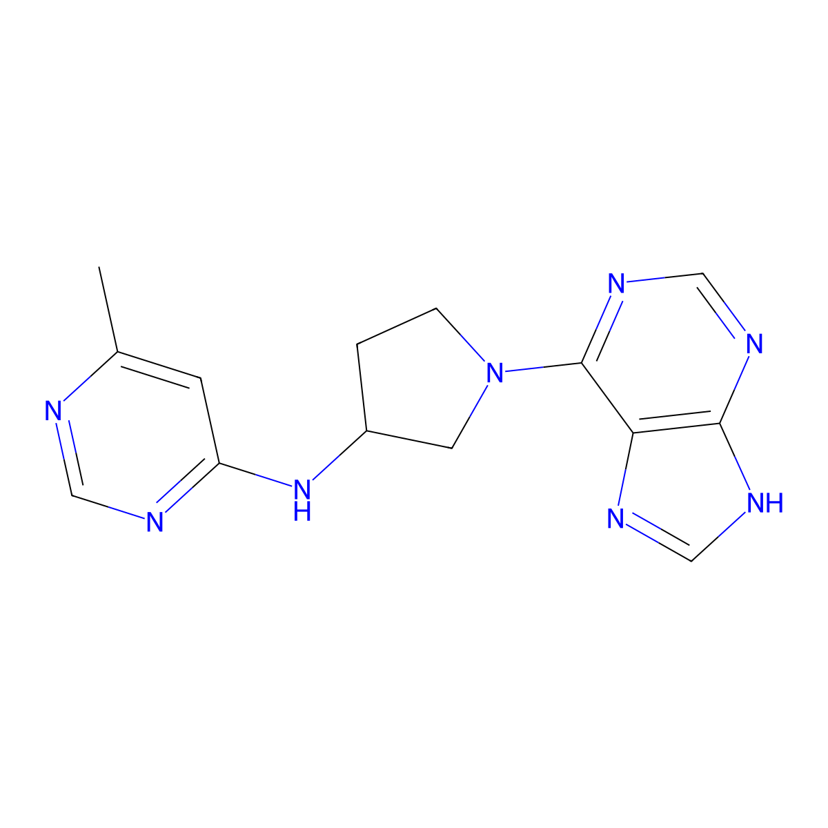 6-methyl-N-[1-(9H-purin-6-yl)pyrrolidin-3-yl]pyrimidin-4-amine molecular structure, CAS 3054591-69-1