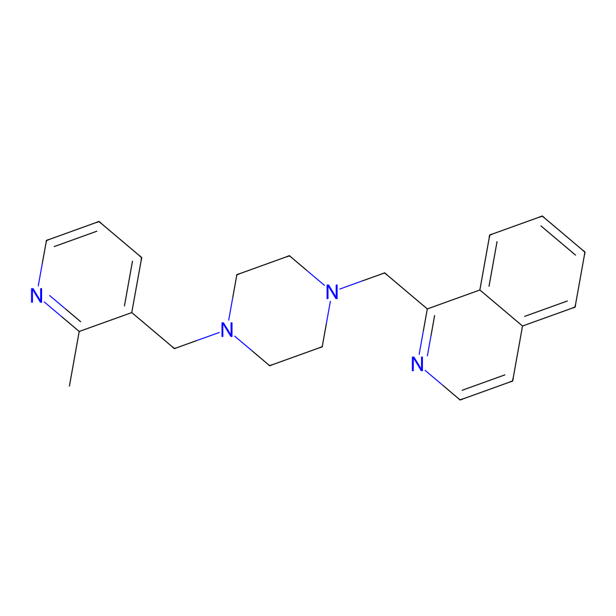 1-[[4-[(2-Methyl-3-pyridinyl)methyl]piperazin-1-yl]methyl]isoquinoline molecular structure, CAS 3054591-70-4