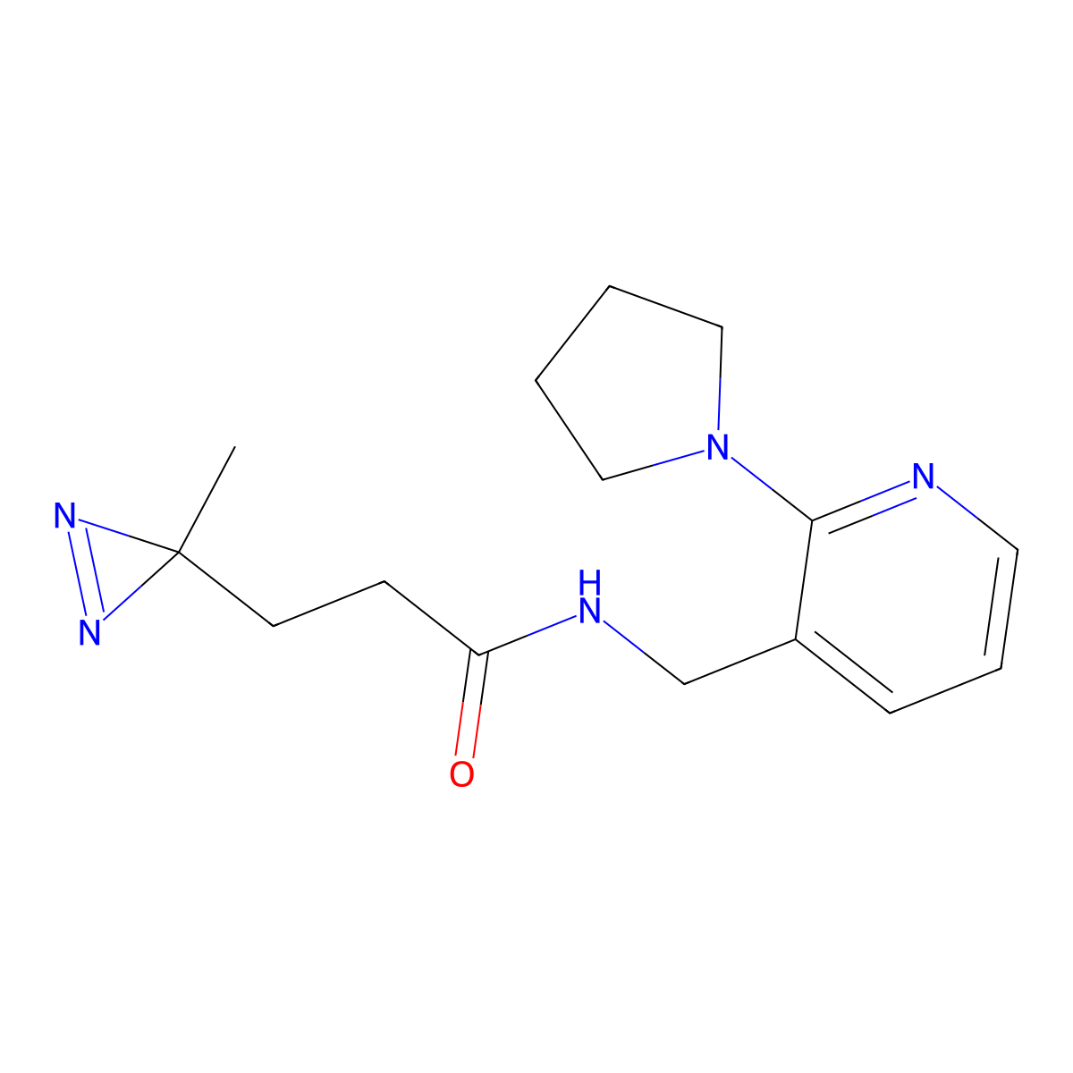 3-(3-methyl-3H-diazirin-3-yl)-N-{[2-(pyrrolidin-1-yl)pyridin-3-yl]methyl}propanamide molecular structure, CAS 3054591-78-2