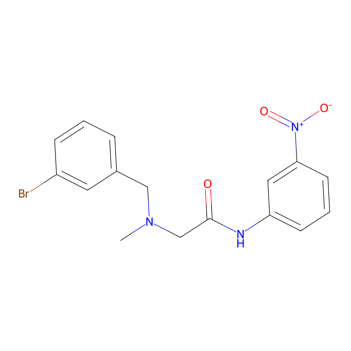 2-{[(3-bromophenyl)methyl](methyl)amino}-N-(3-nitrophenyl)acetamide molecular structure, CAS 3054591-79-3