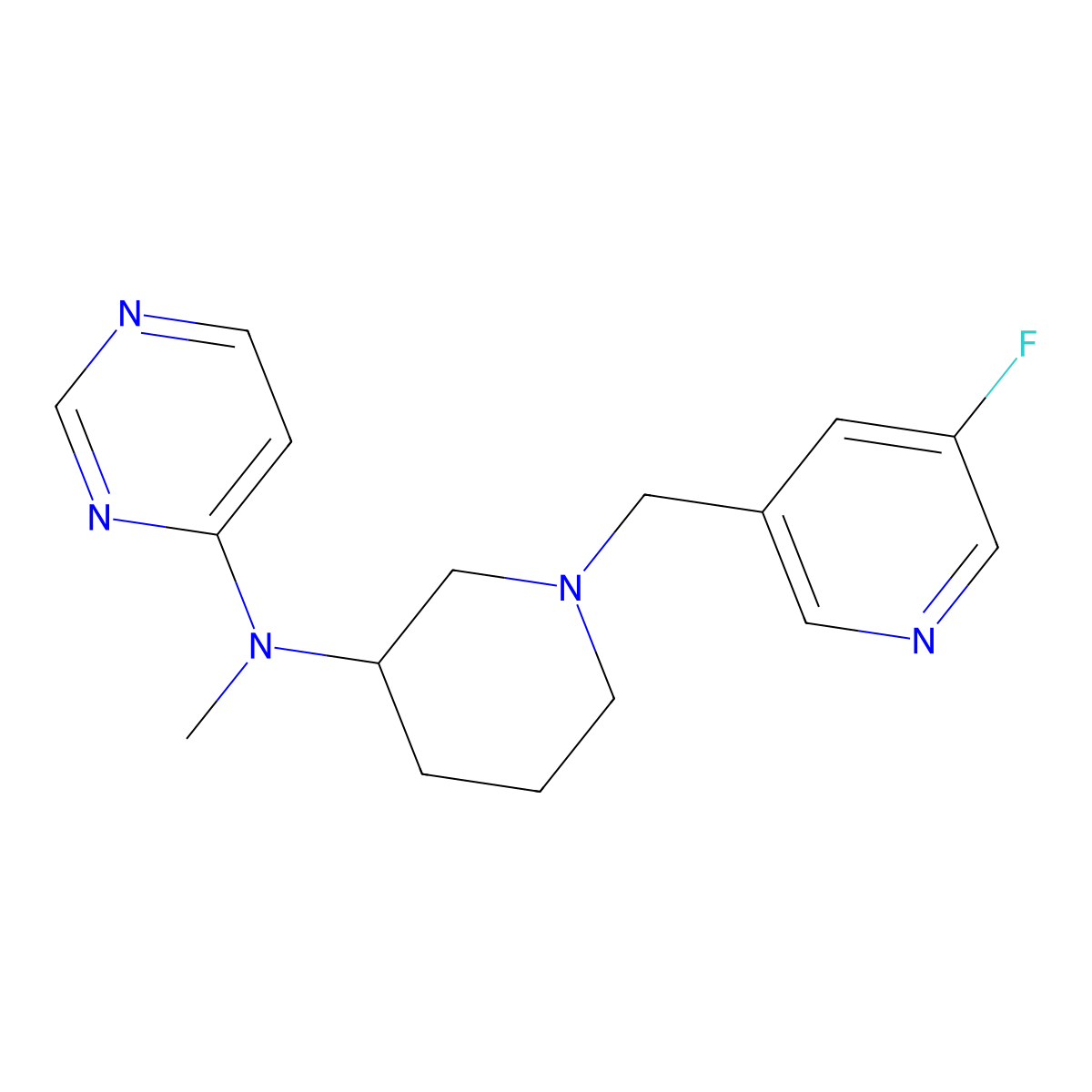 N-{1-[(5-fluoropyridin-3-yl)methyl]piperidin-3-yl}-N-methylpyrimidin-4-amine molecular structure, CAS 3054591-80-6