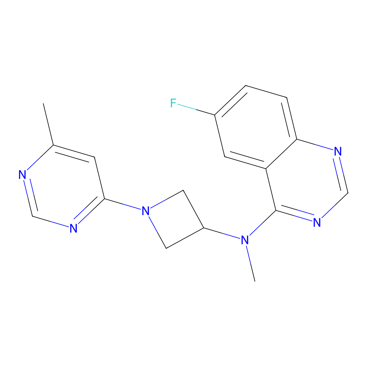 6-fluoro-N-methyl-N-[1-(6-methylpyrimidin-4-yl)azetidin-3-yl]quinazolin-4-amine molecular structure, CAS 3054591-81-7