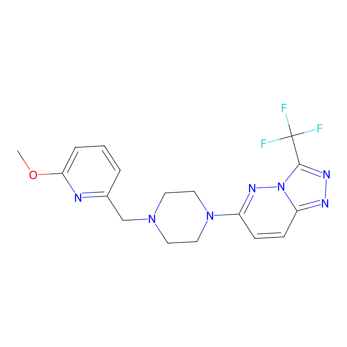 1-[(6-Methoxypyridin-2-yl)methyl]-4-[3-(trifluoromethyl)-[1,2,4]triazolo[4,3-b]pyridazin-6-yl]piperazine molecular structure, CAS 3054591-88-4