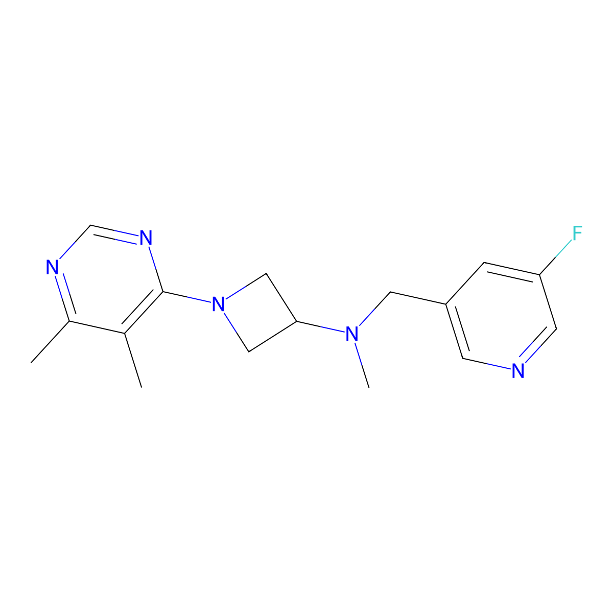 1-(5,6-dimethylpyrimidin-4-yl)-N-[(5-fluoropyridin-3-yl)methyl]-N-methylazetidin-3-amine molecular structure, CAS 3054591-91-9