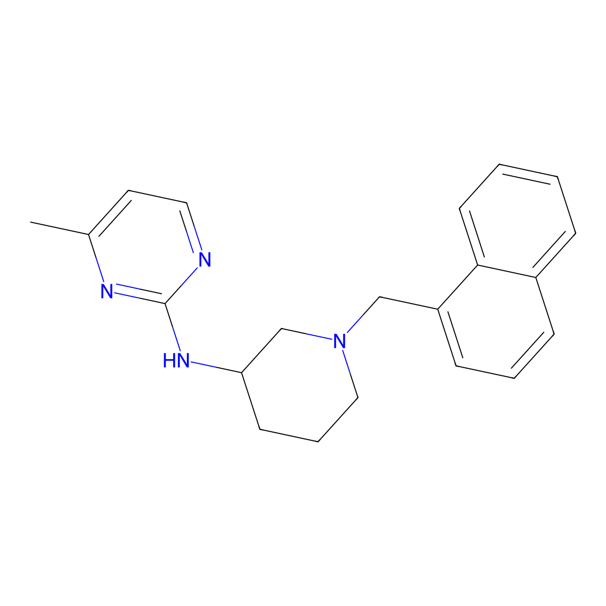 4-methyl-N-{1-[(naphthalen-1-yl)methyl]piperidin-3-yl}pyrimidin-2-amine molecular structure, CAS 3054591-92-0