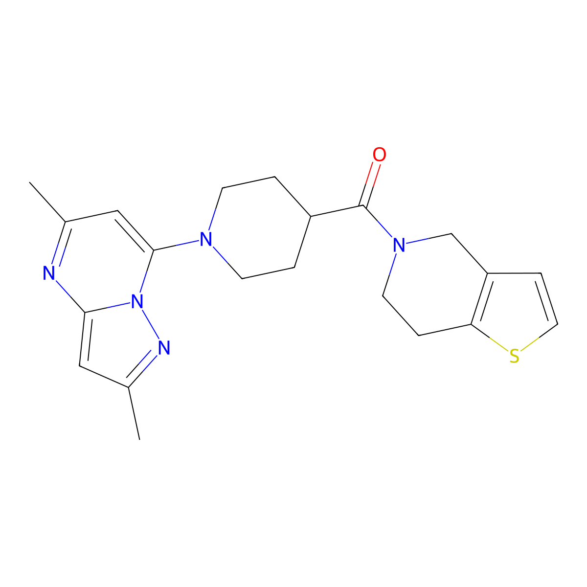 1-{2,5-dimethylpyrazolo[1,5-a]pyrimidin-7-yl}-4-{4H,5H,6H,7H-thieno[3,2-c]pyridine-5-carbonyl}piperidine molecular structure, CAS 3054591-96-4
