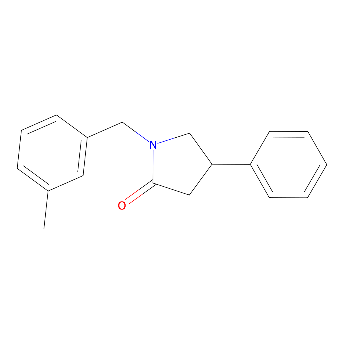 1-[(3-Methylphenyl)methyl]-4-phenylpyrrolidin-2-one molecular structure, CAS 3054592-22-9
