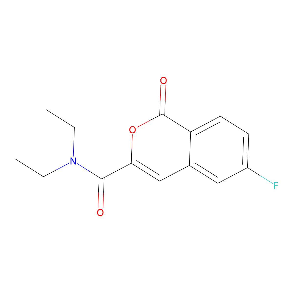 N,N-diethyl-6-fluoro-1-oxo-1H-isochromene-3-carboxamide molecular structure, CAS 3054592-28-5