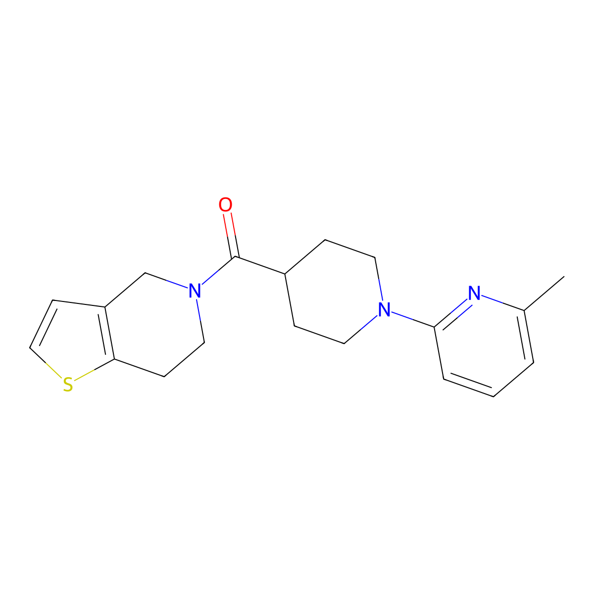 2-methyl-6-(4-{4H,5H,6H,7H-thieno[3,2-c]pyridine-5-carbonyl}piperidin-1-yl)pyridine molecular structure, CAS 3054592-29-6