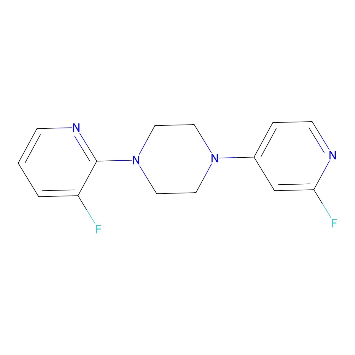 1-(3-Fluoropyridin-2-yl)-4-(2-fluoropyridin-4-yl)piperazine molecular structure, CAS 3054592-31-0