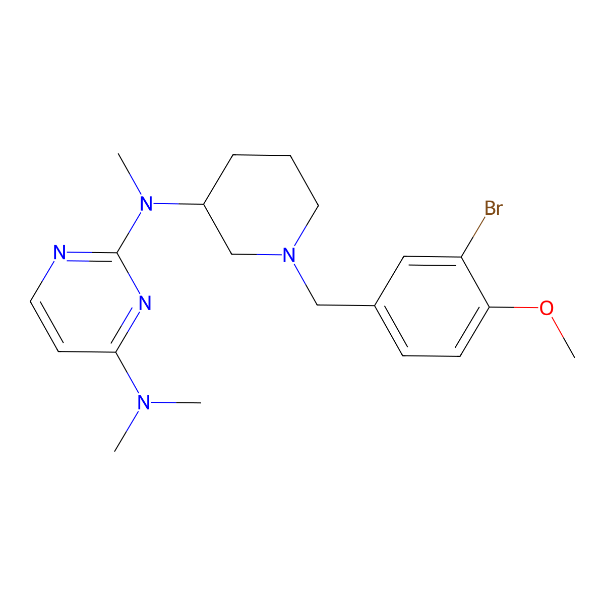 N2-{1-[(3-bromo-4-methoxyphenyl)methyl]piperidin-3-yl}-N2,N4,N4-trimethylpyrimidine-2,4-diamine molecular structure, CAS 3054592-38-7