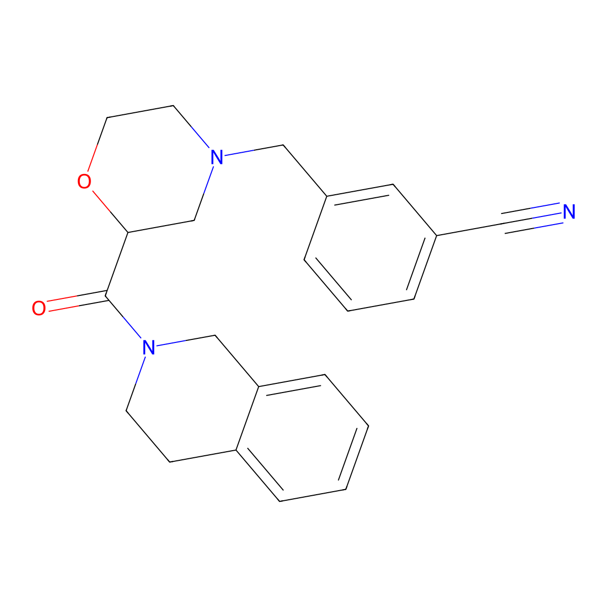 3-{[2-(1,2,3,4-Tetrahydroisoquinoline-2-carbonyl)morpholin-4-yl]methyl}benzonitrile molecular structure, CAS 3054592-41-2
