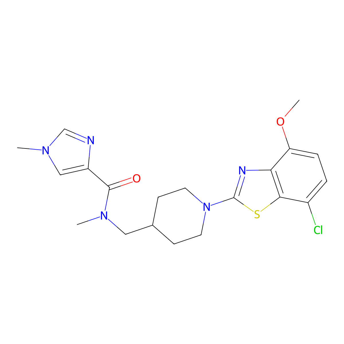 N-{[1-(7-chloro-4-methoxy-1,3-benzothiazol-2-yl)piperidin-4-yl]methyl}-N,1-dimethyl-1H-imidazole-4-carboxamide molecular structure, CAS 3054592-43-4