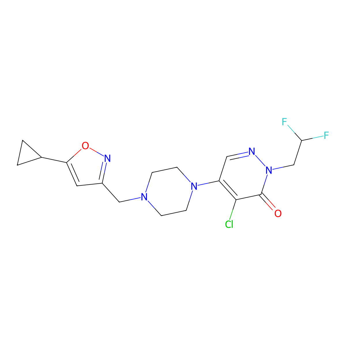 4-Chloro-2-(propan-2-yl)-5-{4-[3-(propan-2-yl)-1,2,4-thiadiazol-5-yl]piperazin-1-yl}-2,3-dihydropyridazin-3-one molecular structure, CAS 3054592-50-3