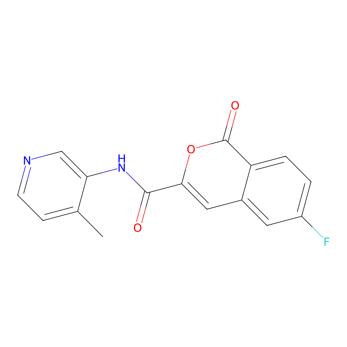 6-fluoro-N-(4-methylpyridin-3-yl)-1-oxo-1H-isochromene-3-carboxamide molecular structure, CAS 3054592-51-4