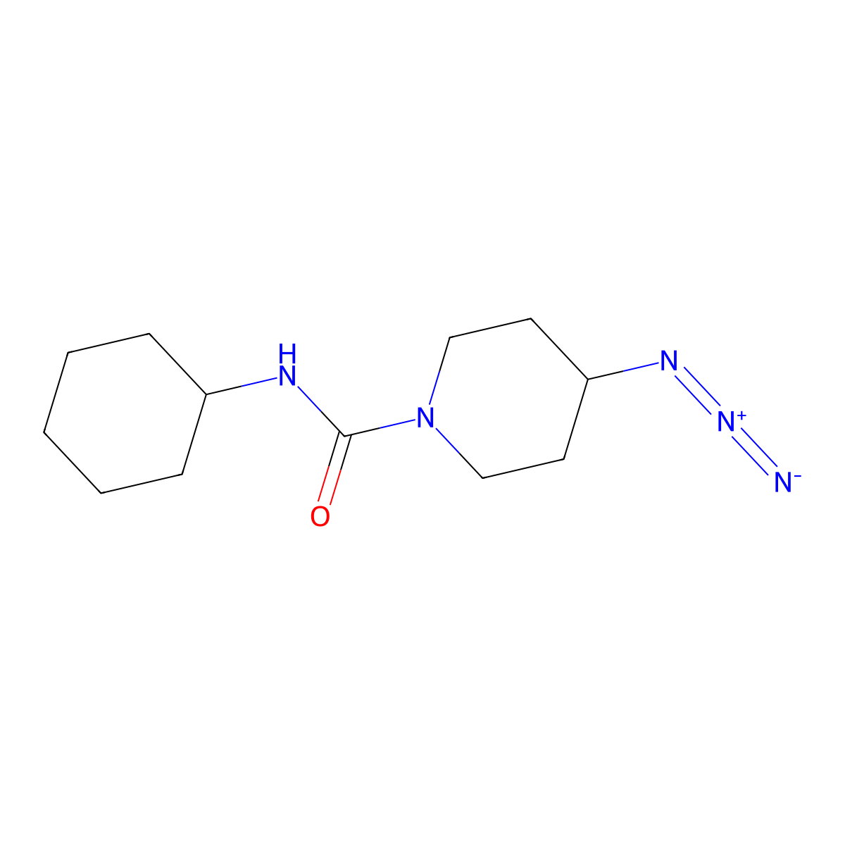 4-azido-N-cyclohexylpiperidine-1-carboxamide molecular structure, CAS 3054592-62-7
