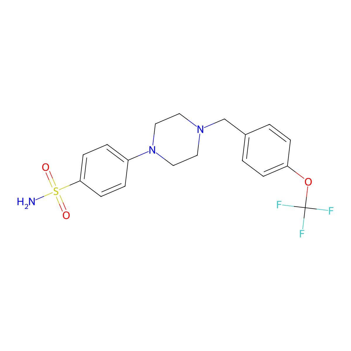 4-[4-[[4-(Trifluoromethoxy)phenyl]methyl]piperazin-1-yl]benzenesulfonamide molecular structure, CAS 3054592-69-4