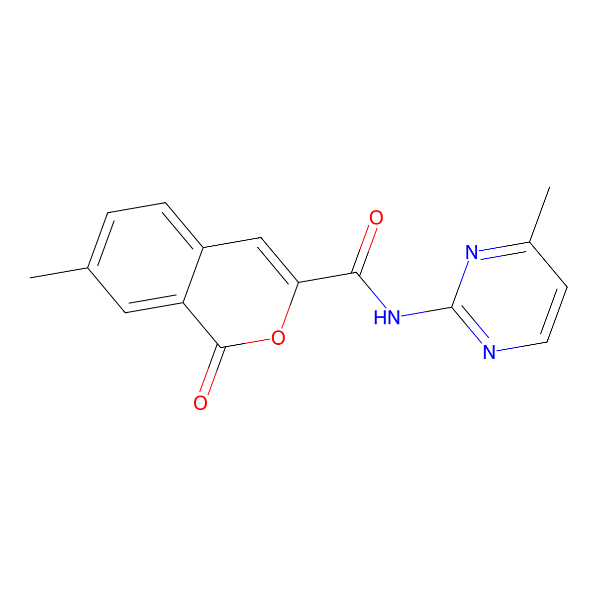 7-methyl-N-(4-methylpyrimidin-2-yl)-1-oxo-1H-isochromene-3-carboxamide molecular structure, CAS 3054592-70-7