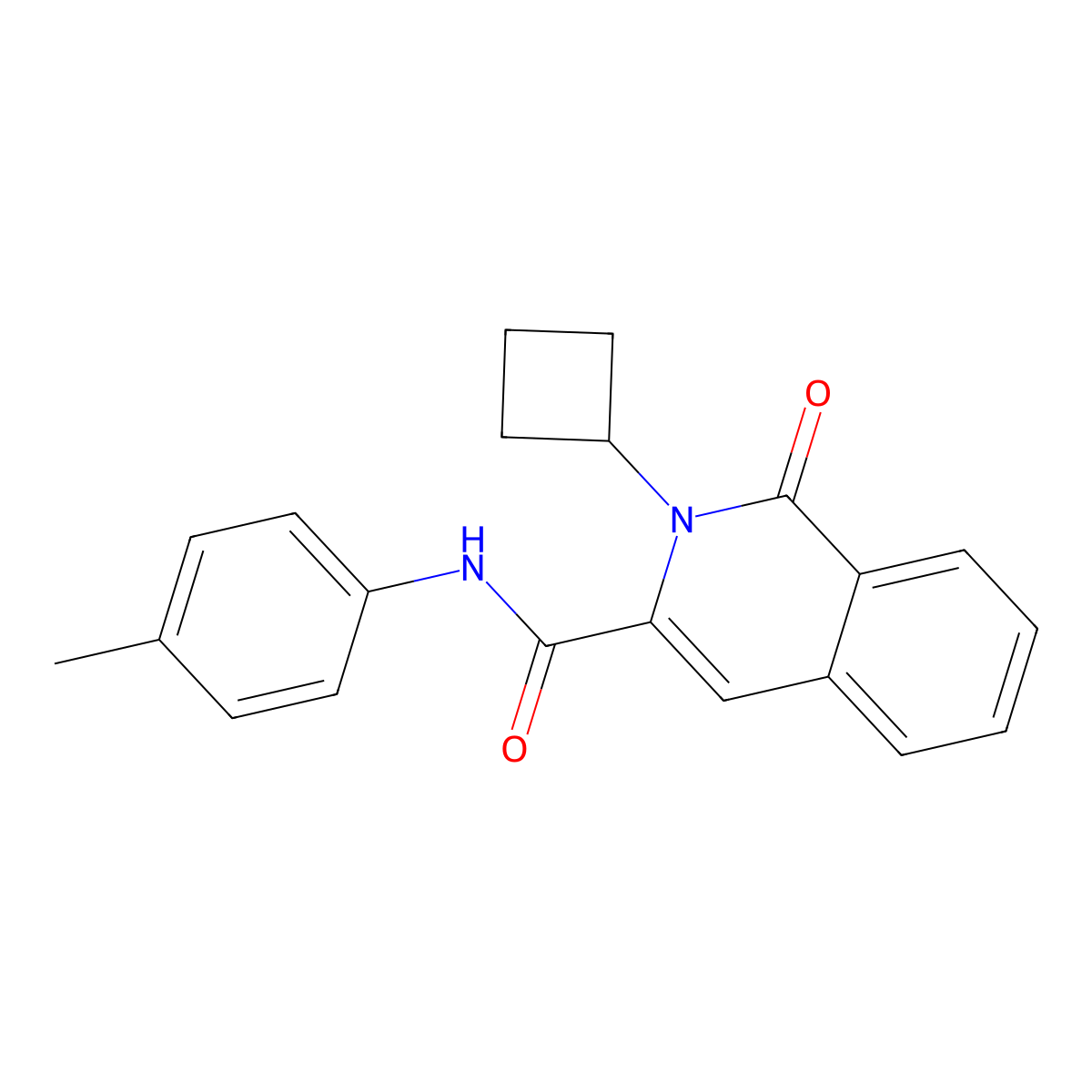 2-cyclobutyl-N-(4-methylphenyl)-1-oxo-1,2-dihydroisoquinoline-3-carboxamide molecular structure, CAS 3054592-76-3