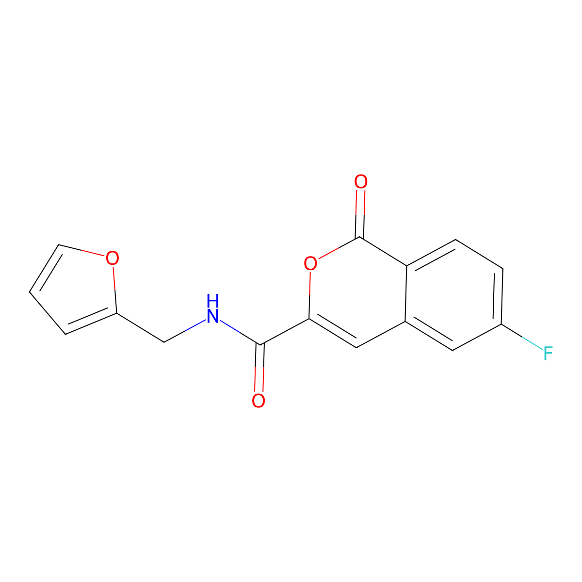 6-fluoro-N-[(furan-2-yl)methyl]-1-oxo-1H-isochromene-3-carboxamide molecular structure, CAS 3054592-81-0