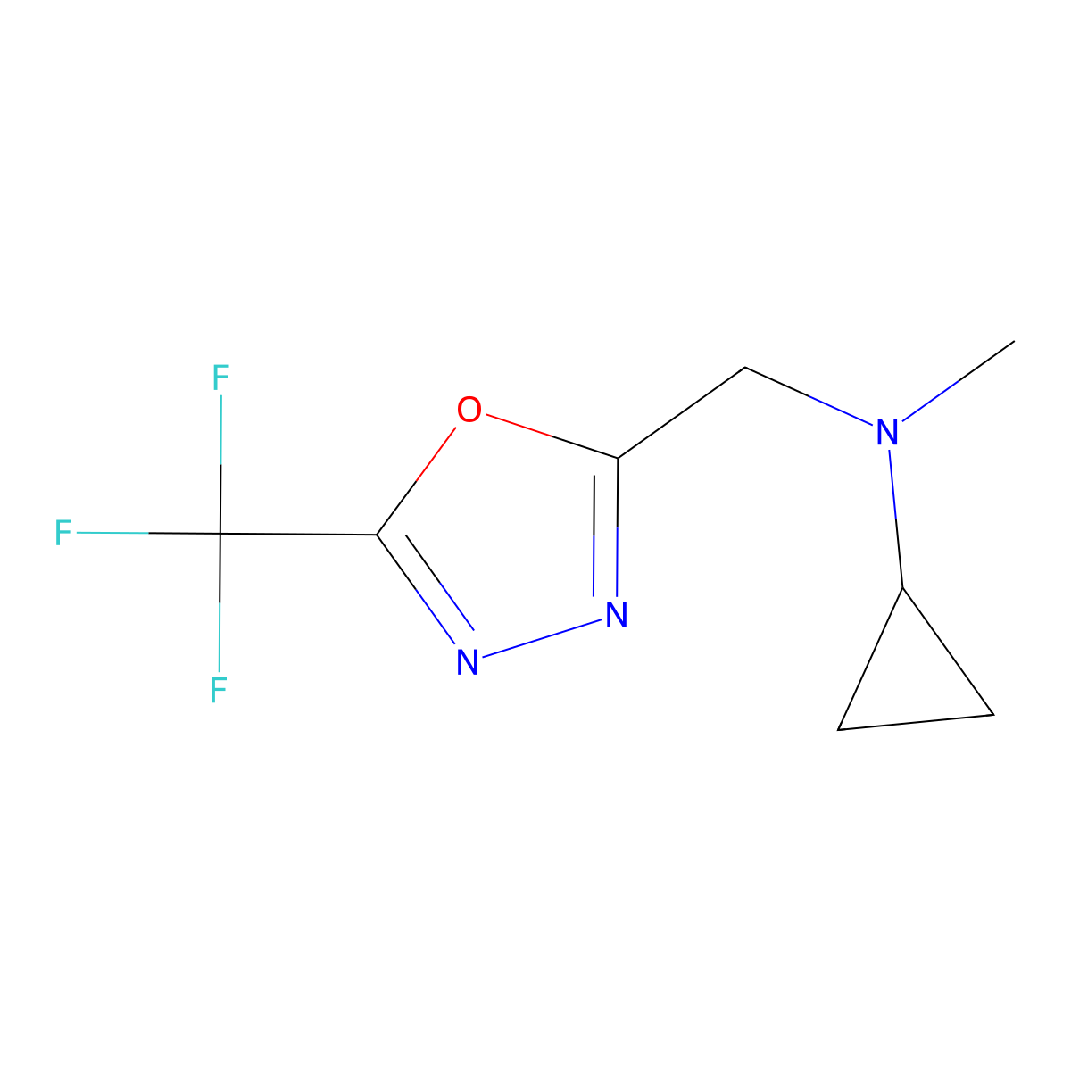 N-methyl-N-{[5-(trifluoromethyl)-1,3,4-oxadiazol-2-yl]methyl}cyclopropanamine molecular structure, CAS 3054592-82-1
