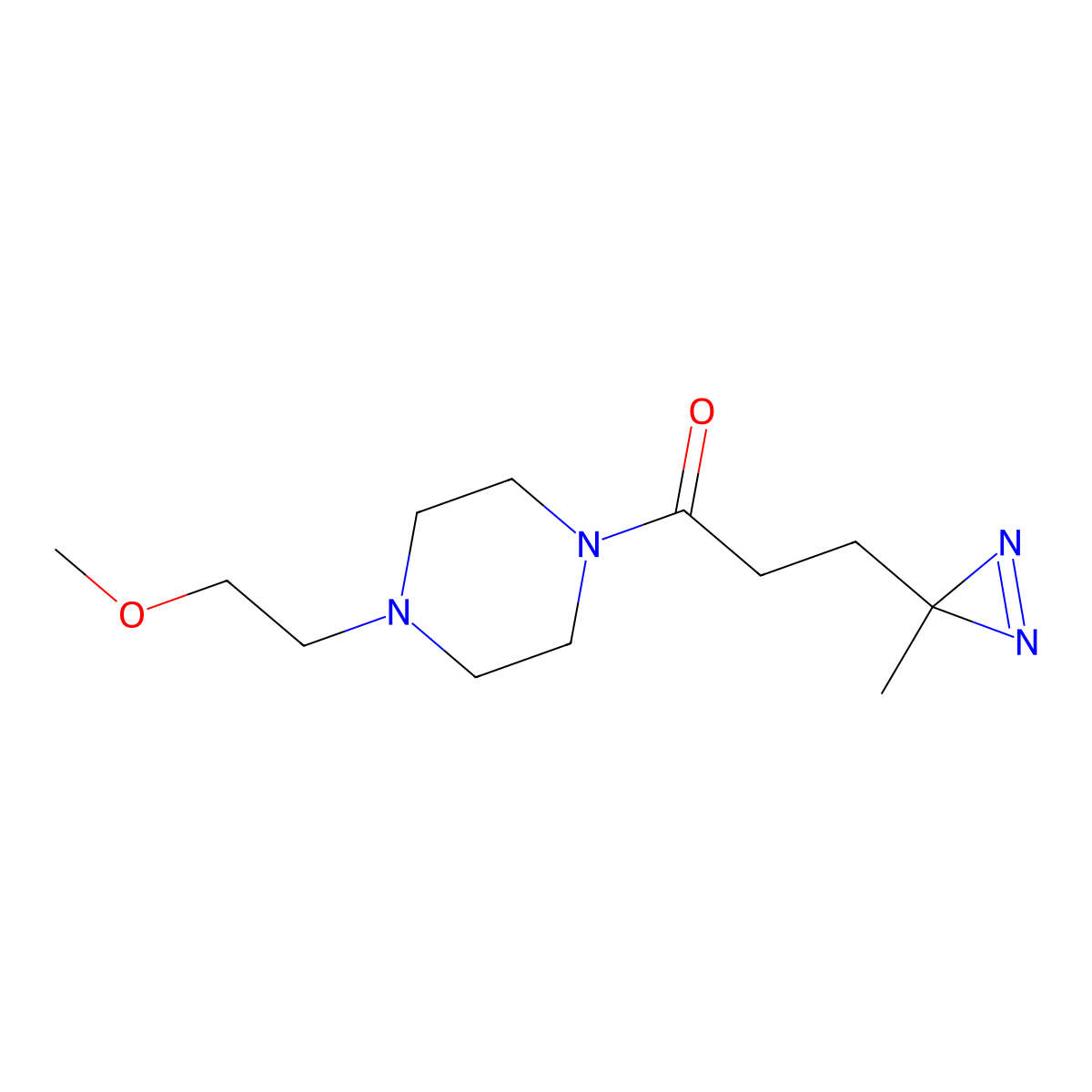 1-[4-(2-methoxyethyl)piperazin-1-yl]-3-(3-methyl-3H-diazirin-3-yl)propan-1-one molecular structure, CAS 3054592-83-2