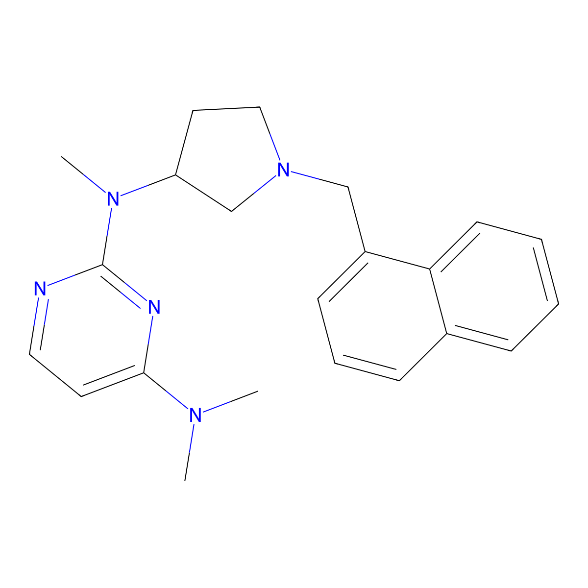 N2,N4,N4-trimethyl-N2-{1-[(naphthalen-1-yl)methyl]pyrrolidin-3-yl}pyrimidine-2,4-diamine molecular structure, CAS 3054592-84-3