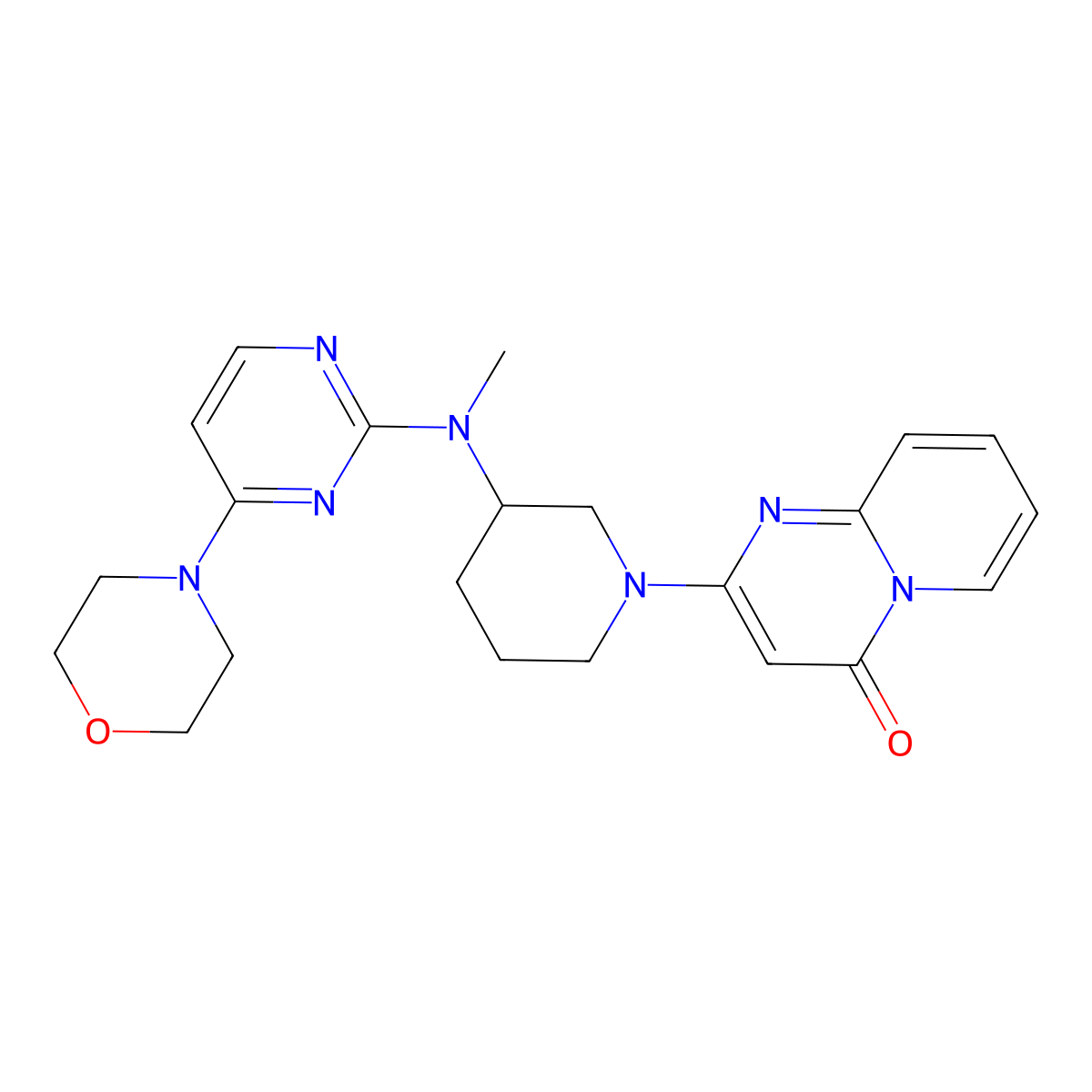 2-(3-{methyl[4-(morpholin-4-yl)pyrimidin-2-yl]amino}piperidin-1-yl)-4H-pyrido[1,2-a]pyrimidin-4-one molecular structure, CAS 3054592-91-2