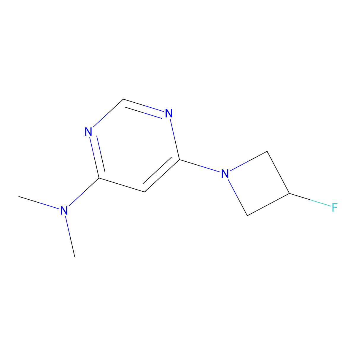 6-(3-fluoroazetidin-1-yl)-N,N-dimethylpyrimidin-4-amine molecular structure, CAS 3054592-95-6