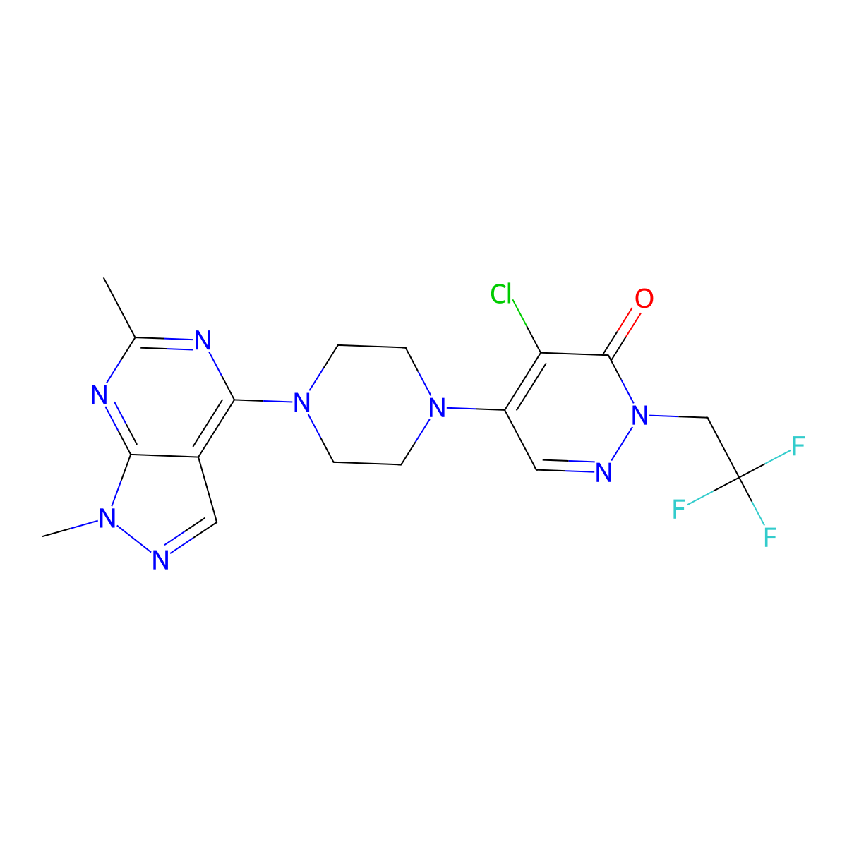 N-(4-acetylphenyl)-2-{4-[5-chloro-6-oxo-1-(2,2,2-trifluoroethyl)-1,6-dihydropyridazin-4-yl]piperazin-1-yl}acetamide molecular structure, CAS 3054592-96-7