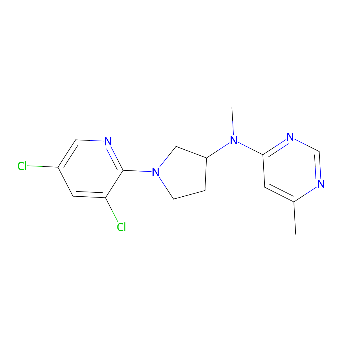 N-[1-(3,5-dichloropyridin-2-yl)pyrrolidin-3-yl]-N,6-dimethylpyrimidin-4-amine molecular structure, CAS 3054593-06-2