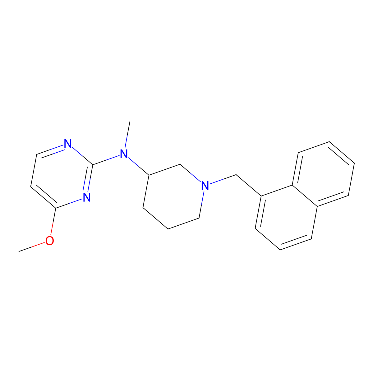 4-methoxy-N-methyl-N-{1-[(naphthalen-1-yl)methyl]piperidin-3-yl}pyrimidin-2-amine molecular structure, CAS 3054593-07-3