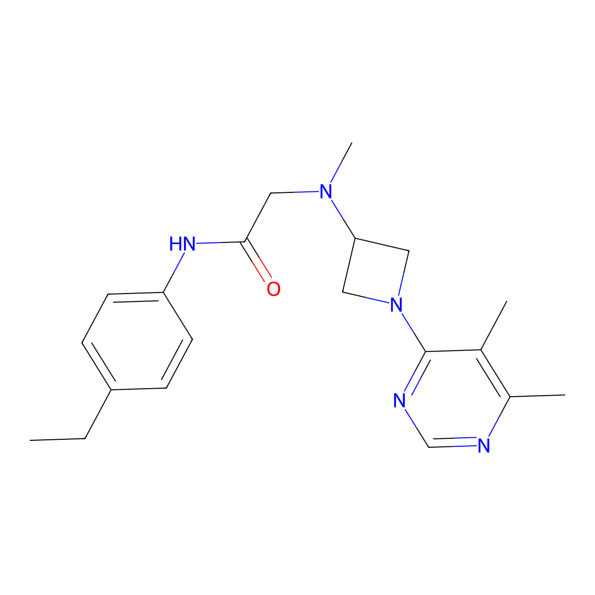 2-{[1-(5,6-dimethylpyrimidin-4-yl)azetidin-3-yl](methyl)amino}-N-(4-ethylphenyl)acetamide molecular structure, CAS 3054593-09-5