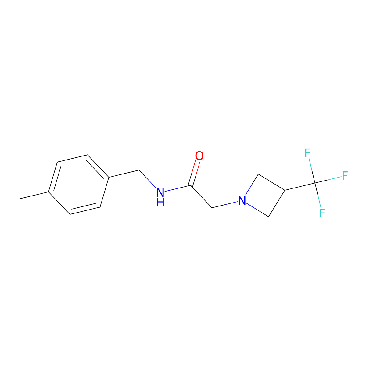 N-[(4-methylphenyl)methyl]-2-[3-(trifluoromethyl)azetidin-1-yl]acetamide molecular structure, CAS 3054593-11-9