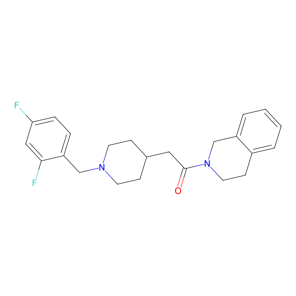 2-{1-[(2,4-Difluorophenyl)methyl]piperidin-4-yl}-1-(1,2,3,4-tetrahydroisoquinolin-2-yl)ethan-1-one molecular structure, CAS 3054593-13-1