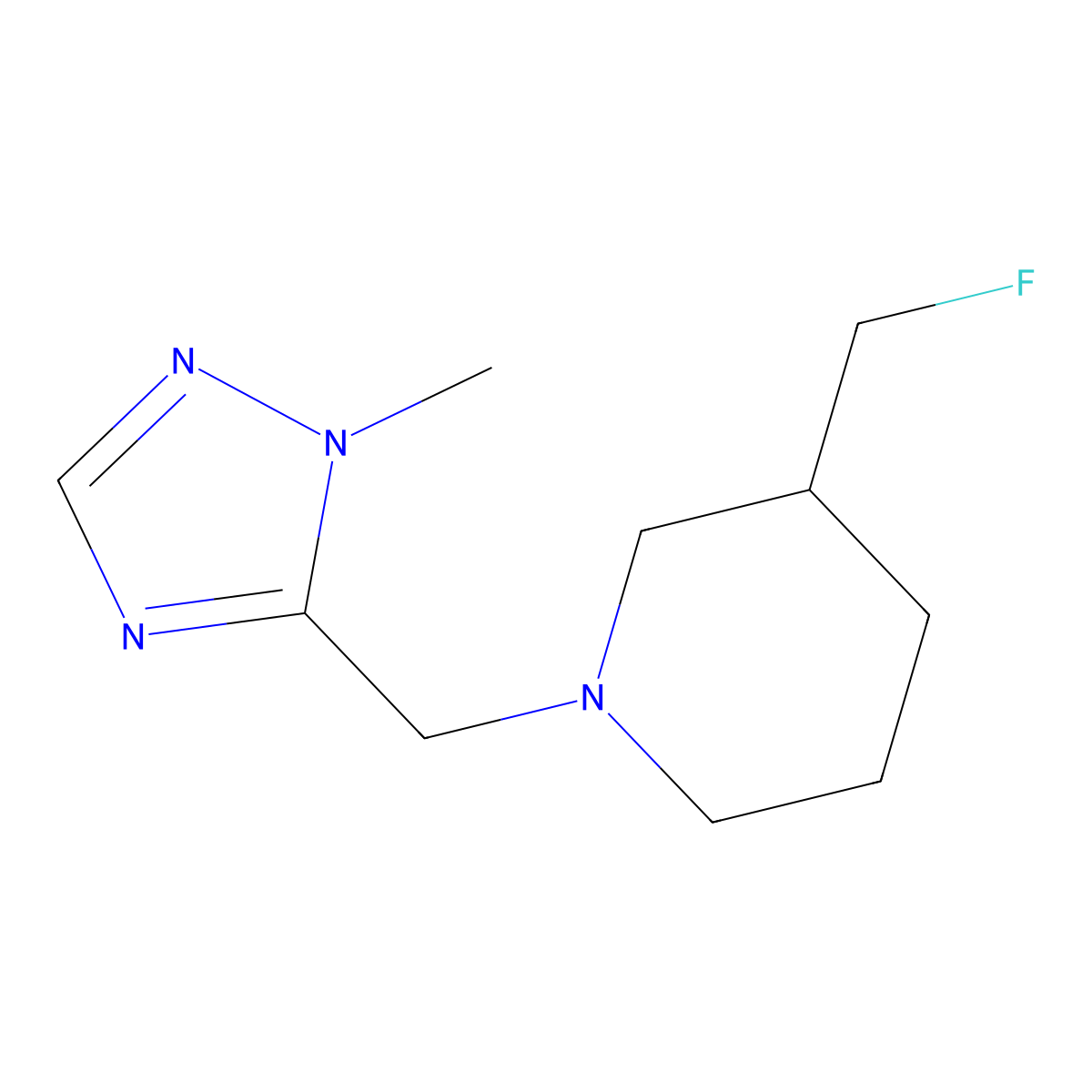 3-(fluoromethyl)-1-[(1-methyl-1H-1,2,4-triazol-5-yl)methyl]piperidine molecular structure, CAS 3054593-15-3