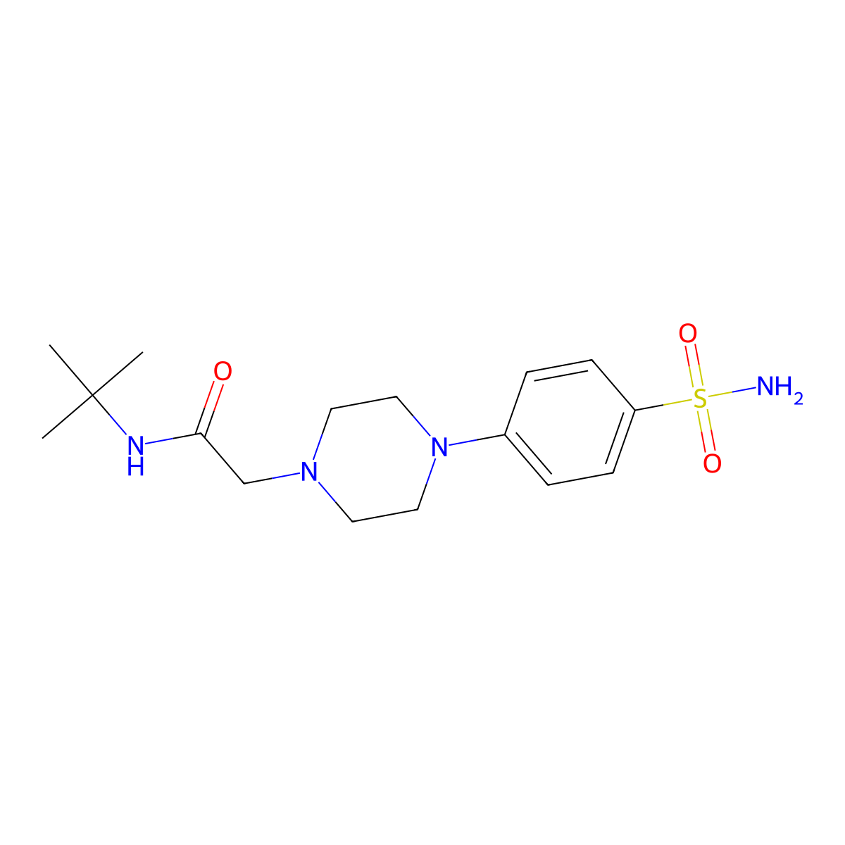 N-tert-butyl-2-[4-(4-sulfamoylphenyl)piperazin-1-yl]acetamide molecular structure, CAS 3054593-17-5