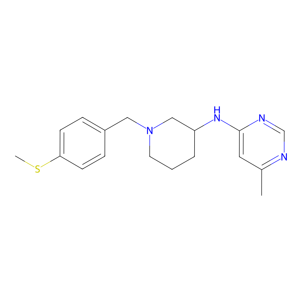6-methyl-N-(1-{[4-(methylsulfanyl)phenyl]methyl}piperidin-3-yl)pyrimidin-4-amine molecular structure, CAS 3054593-25-5