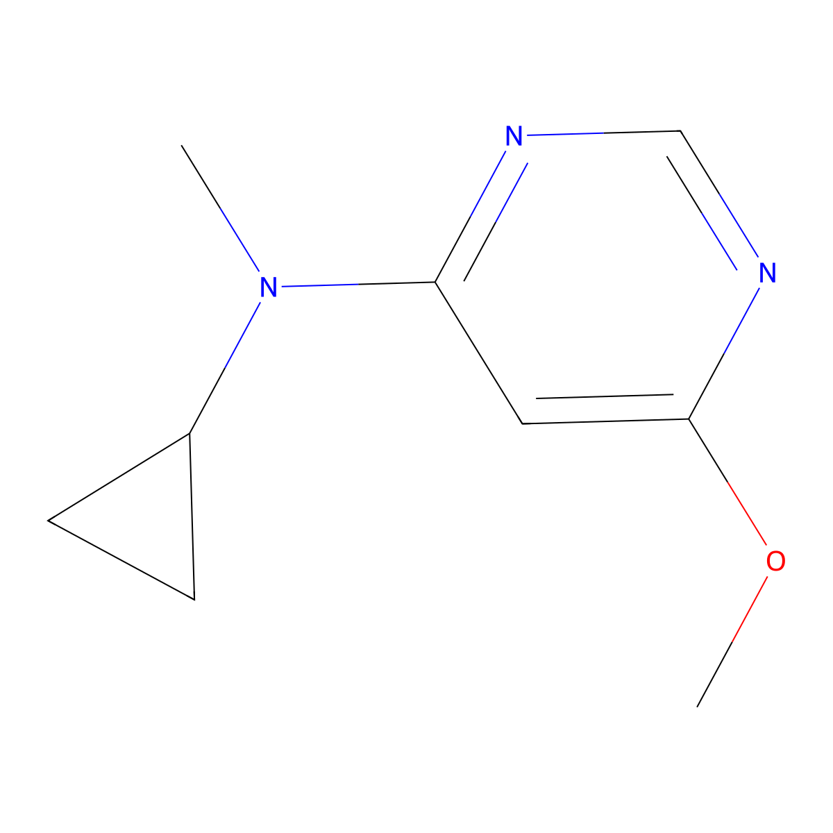 N-cyclopropyl-6-methoxy-N-methylpyrimidin-4-amine molecular structure, CAS 3054593-30-2