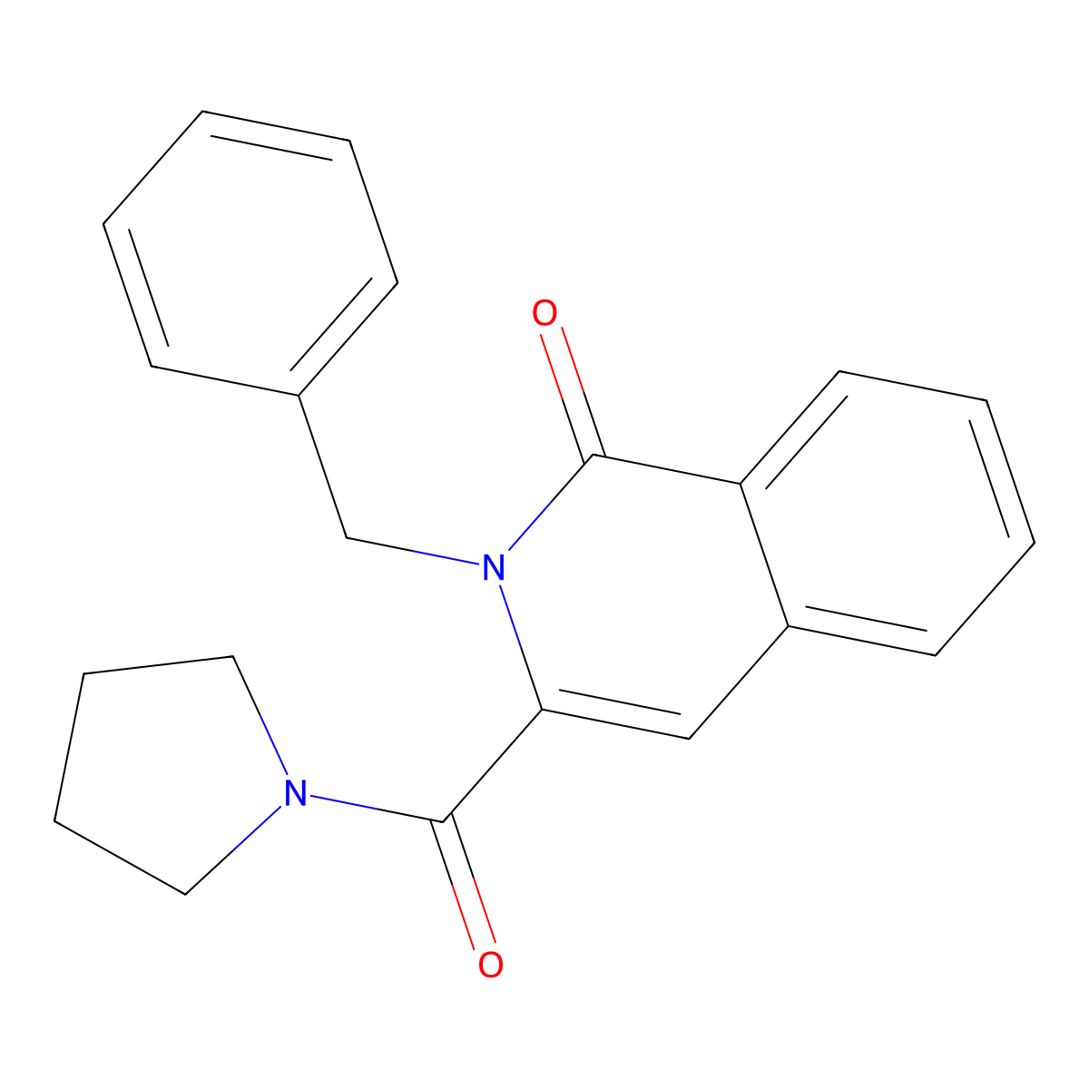 2-Benzyl-3-(pyrrolidine-1-carbonyl)-1,2-dihydroisoquinolin-1-one molecular structure, CAS 3054593-36-8