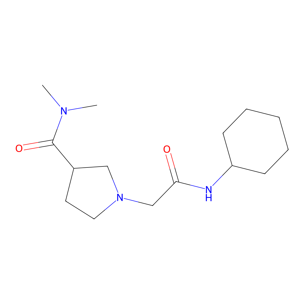 1-[(cyclohexylcarbamoyl)methyl]-N,N-dimethylpyrrolidine-3-carboxamide molecular structure, CAS 3054593-39-1