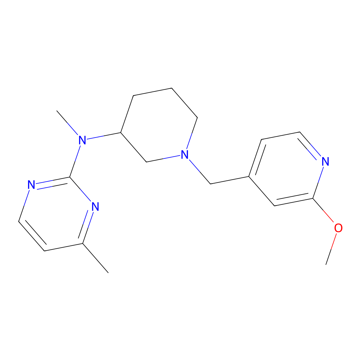 N-{1-[(2-methoxypyridin-4-yl)methyl]piperidin-3-yl}-N,4-dimethylpyrimidin-2-amine molecular structure, CAS 3054593-44-8
