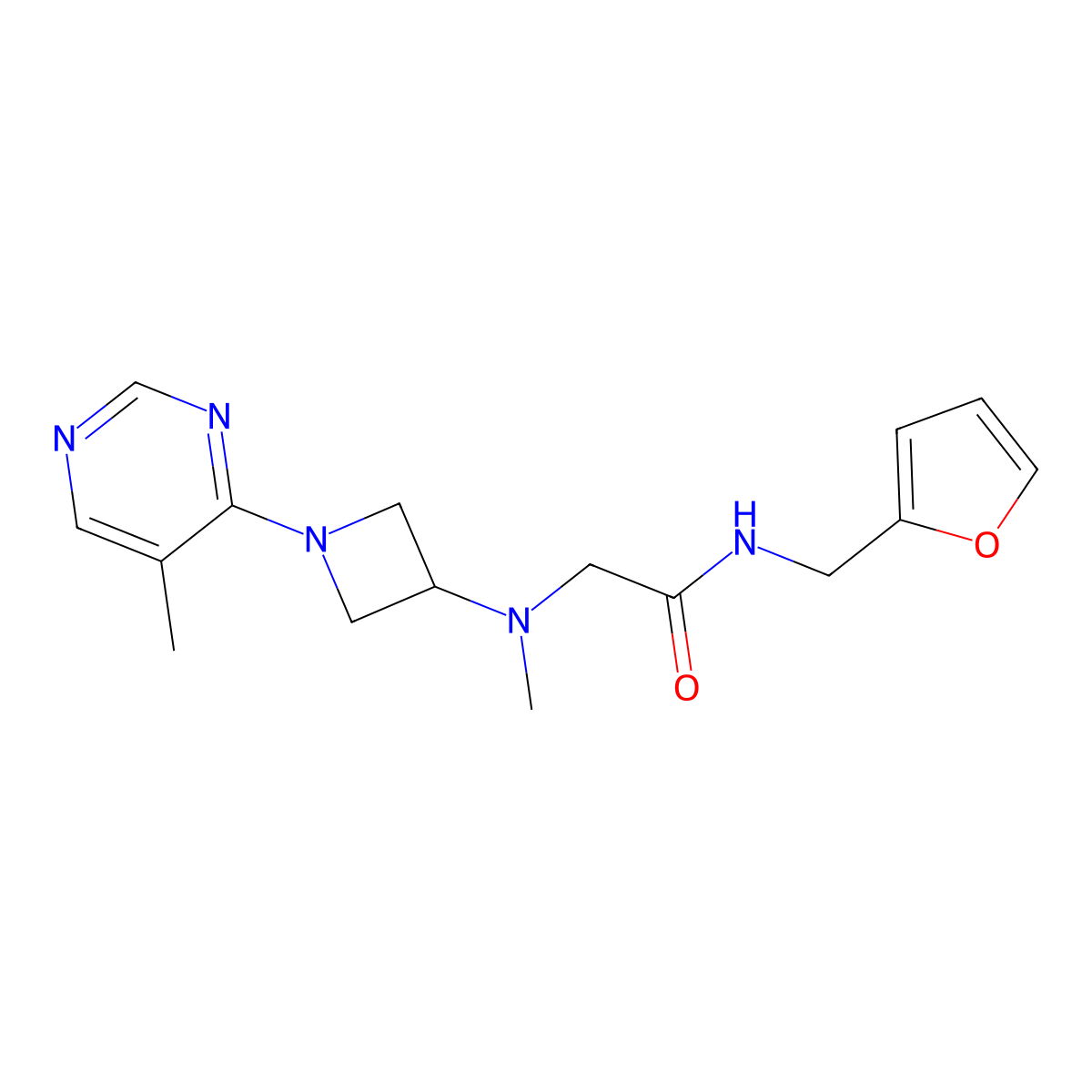 N-[(furan-2-yl)methyl]-2-{methyl[1-(5-methylpyrimidin-4-yl)azetidin-3-yl]amino}acetamide molecular structure, CAS 3054593-45-9