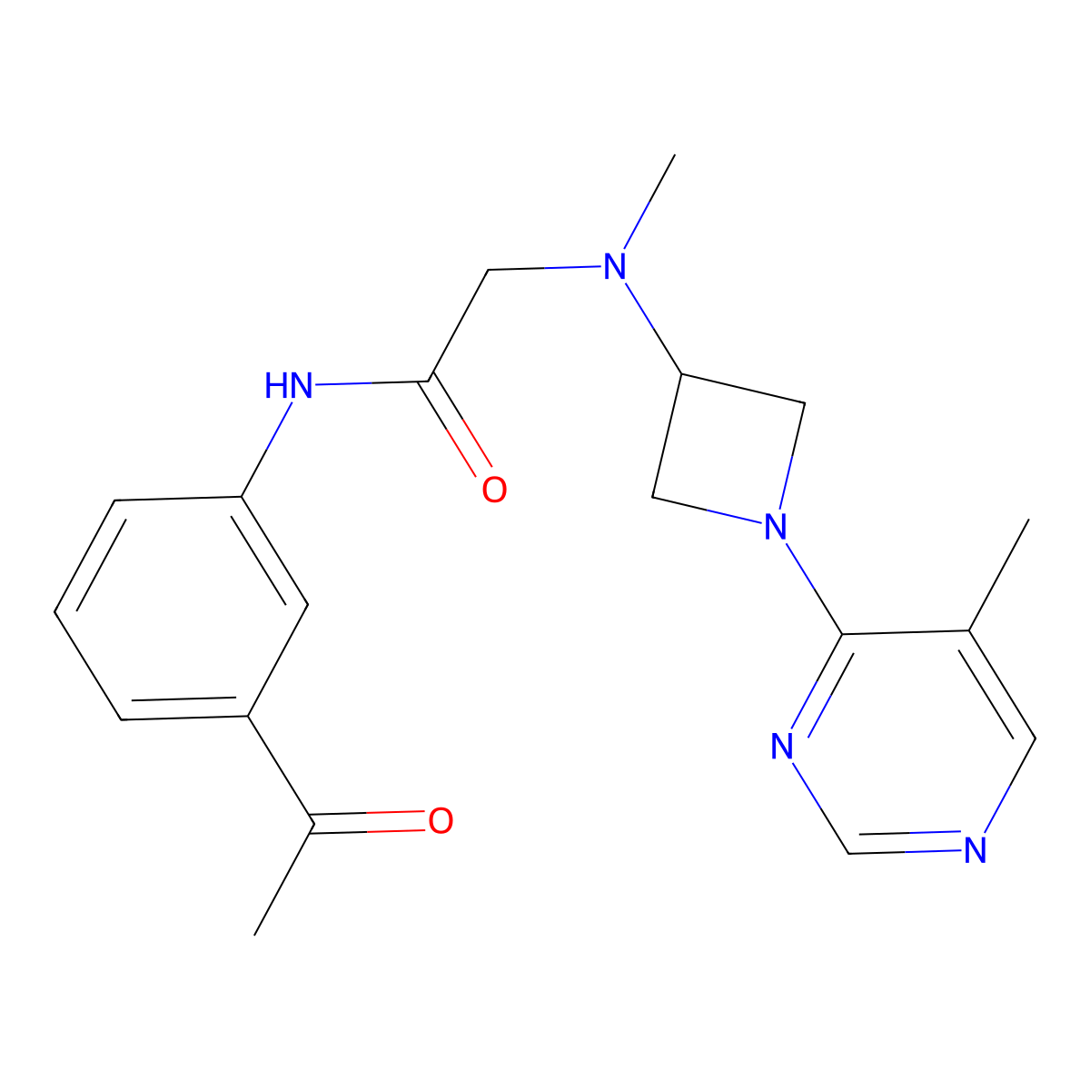 N-(3-acetylphenyl)-2-{methyl[1-(5-methylpyrimidin-4-yl)azetidin-3-yl]amino}acetamide molecular structure, CAS 3054593-49-3