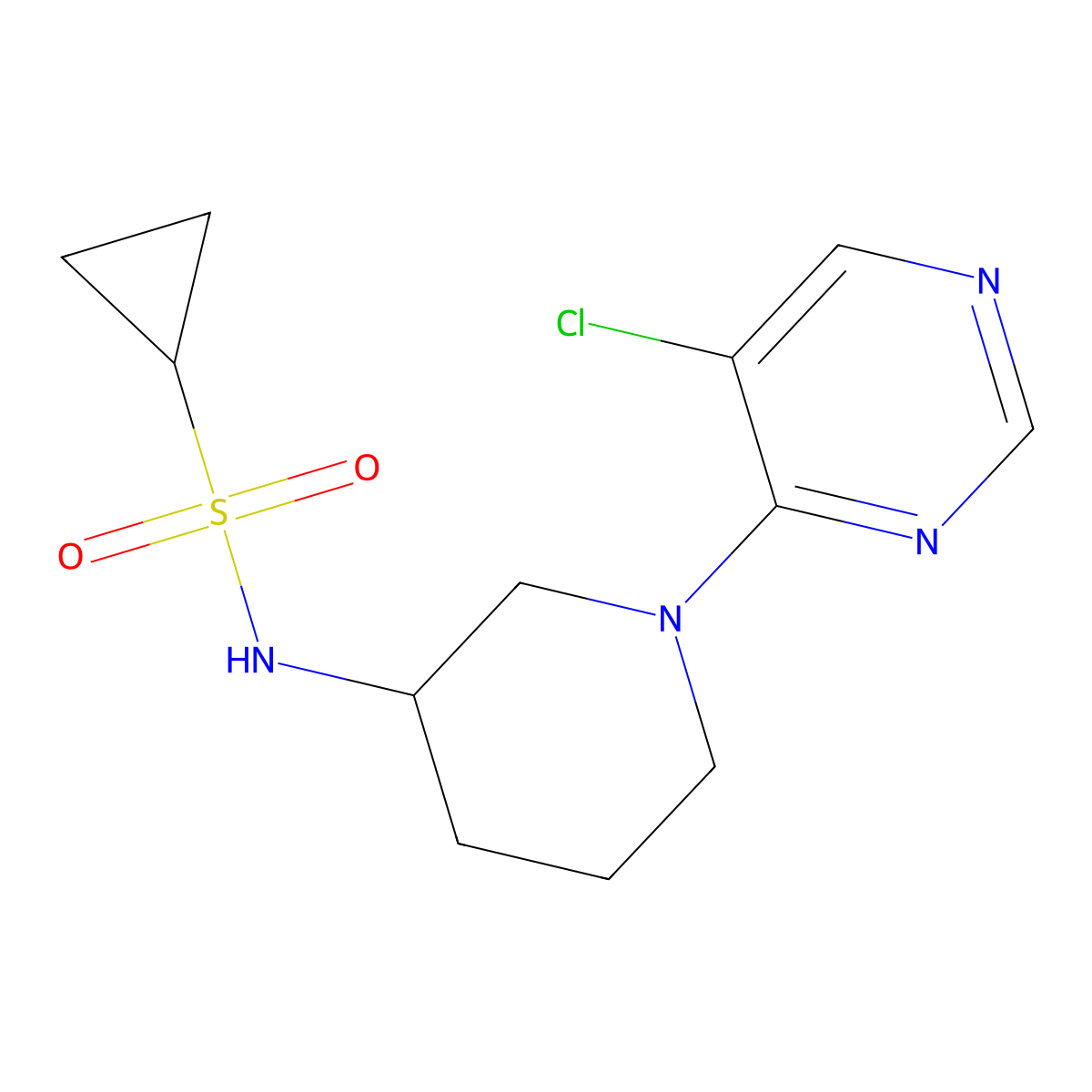 N-[1-(5-chloropyrimidin-4-yl)piperidin-3-yl]cyclopropanesulfonamide molecular structure, CAS 3054593-50-6