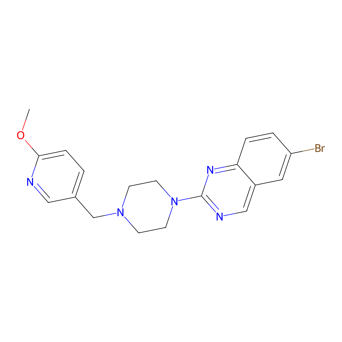 6-Bromo-2-{4-[(6-methoxypyridin-3-yl)methyl]piperazin-1-yl}quinazoline molecular structure, CAS 3054593-60-8