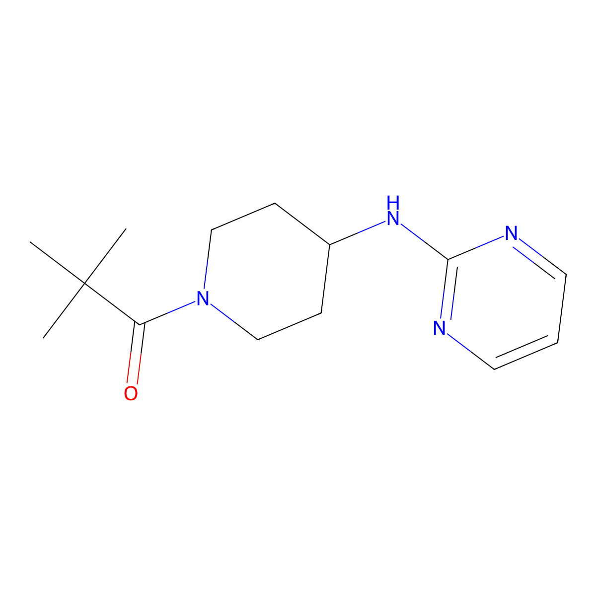 2,2-Dimethyl-1-{4-[(pyrimidin-2-yl)amino]piperidin-1-yl}propan-1-one molecular structure, CAS 3054593-63-1