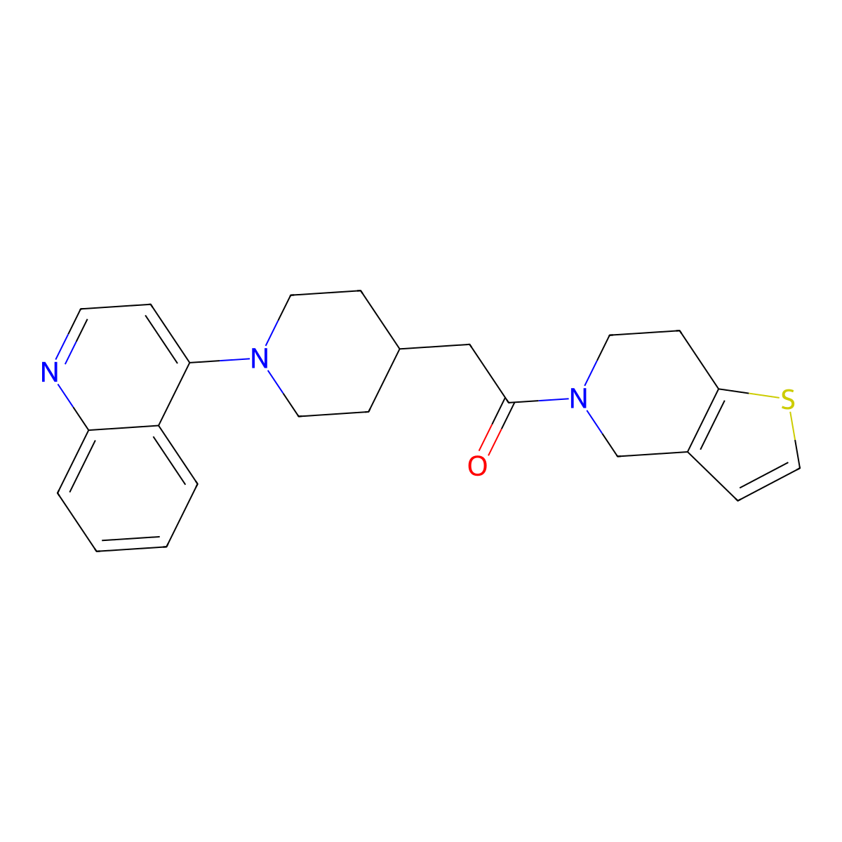 2-[1-(quinolin-4-yl)piperidin-4-yl]-1-{4H,5H,6H,7H-thieno[3,2-c]pyridin-5-yl}ethan-1-one molecular structure, CAS 3054593-65-3